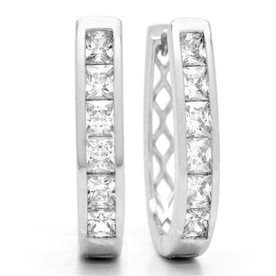 White Gold White Princess Gem Hoop Earrings