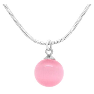 Collier en argent boule de pierre de lune rose