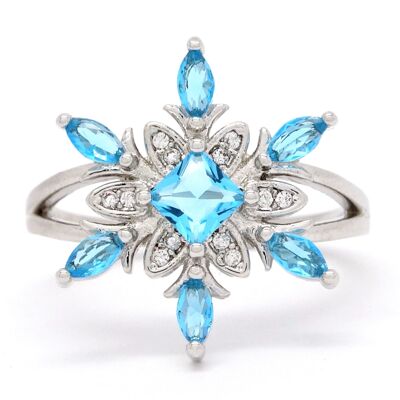 Silberner blauer Schneeflocke-Ring