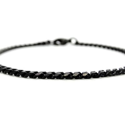 Black Stainless Steel Thin Chain Anklet