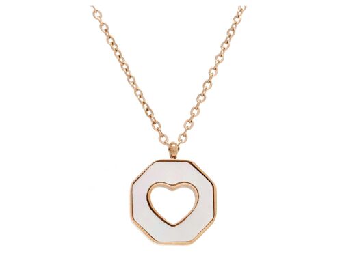 Rose Gold White Sea Shell Heart Necklace