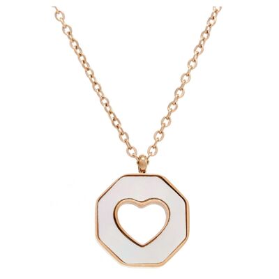 Rose Gold White Sea Shell Heart Necklace