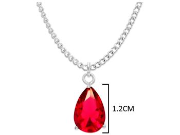 Collier Et Boucles D'oreilles Or Blanc Poire Rouge Gemme 4