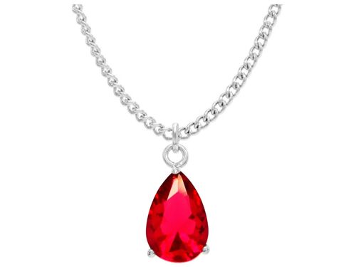 Red Raindrop White Gold Necklace
