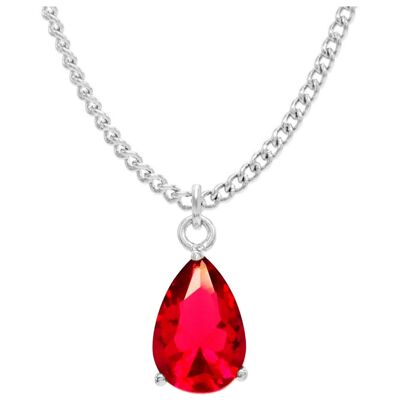 Red Raindrop White Gold Necklace