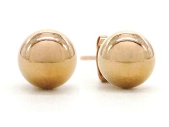 Boucles d'oreilles clous boules en or rose 1