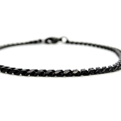 Bracelet chaîne fine en acier inoxydable noir