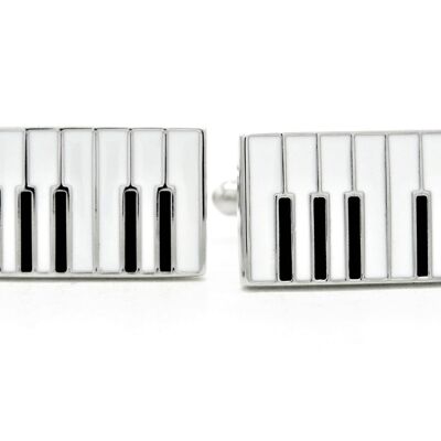 Gemelos de plata esterlina con teclado de piano