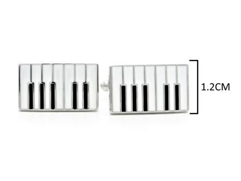 Boutons de manchette de clavier de piano en argent sterling 3