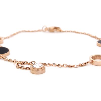 Black And White Gem Moonstone Rose Gold Bracelet