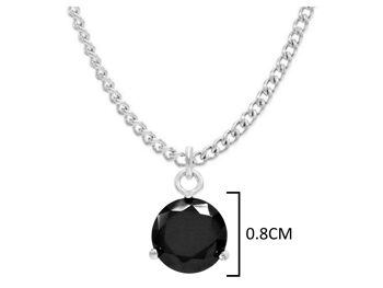 Collier et boucles d'oreilles en or blanc et pierres rondes noires 4