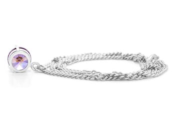 Collier et boucles d'oreilles en or blanc et pierres rondes violettes 3