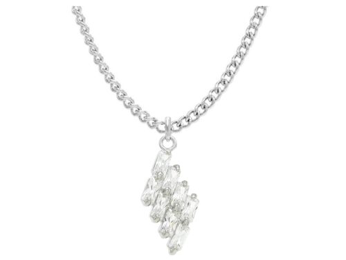 Clear Drop Baguette White Gold Necklace