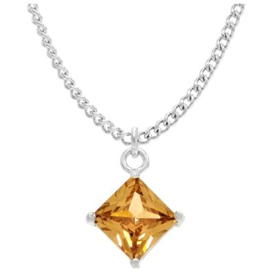 Orange Gem Princess White Gold Necklace