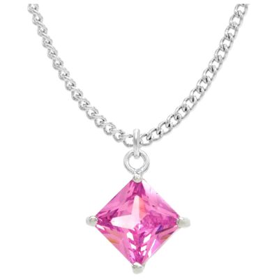 Pink Gem Princess White Gold Necklace