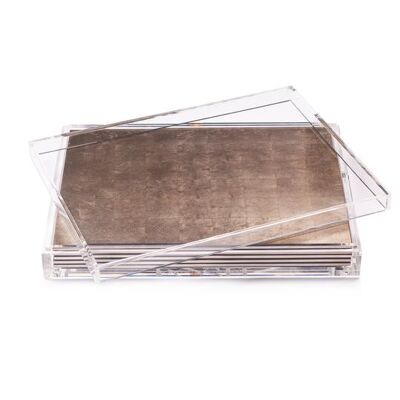 Servebox Clear Silver Leaf Chic Matte Taupe