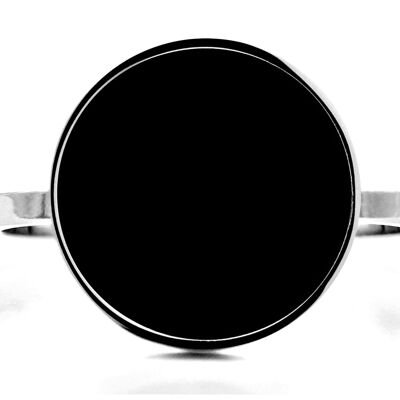 White Gold Black Signet Ring
