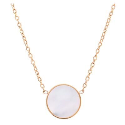 Collier ras de cou coquillage blanc en or rose