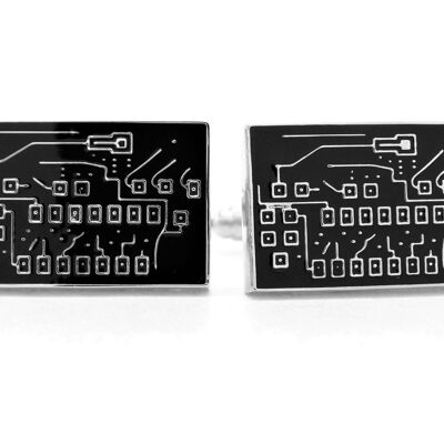 Sterling Silver Circuit Board Cufflinks