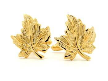 Boutons de manchette feuille d'or jaune 1