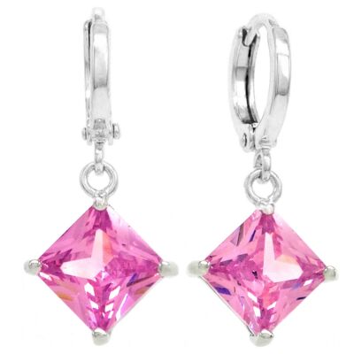 Boucles d'oreilles princesse rose en or blanc