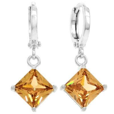 Pendientes Princesa Naranja de Oro Blanco