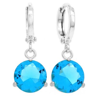 Blue Gem White Gold Earrings