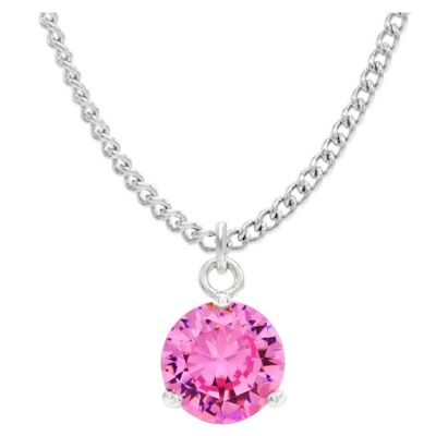 Pink Gem White Gold Necklace