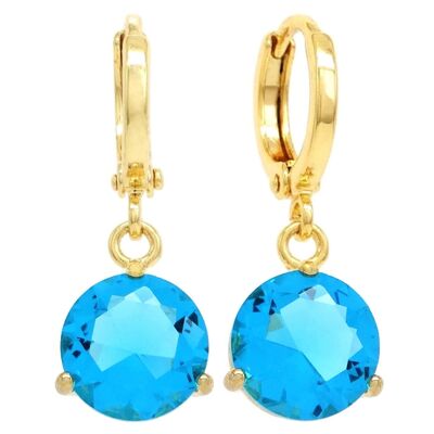 Blue Gem Yellow Gold Earrings