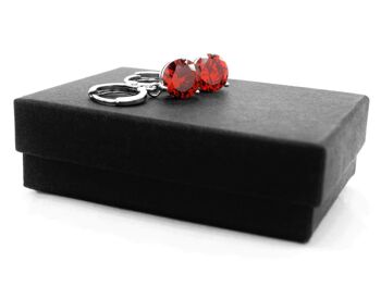 Boucles D'oreilles Or Blanc Gemme Rouge 6