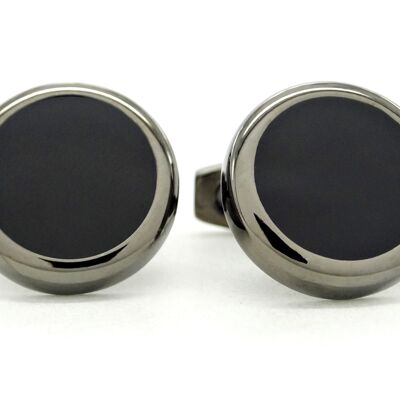 Stainless Steel Black Moonstone Cufflinks
