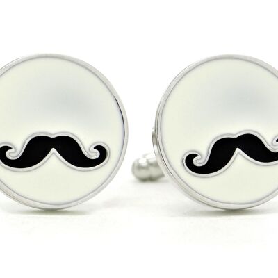 Boutons de manchette moustache en argent sterling