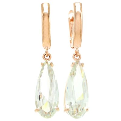 Rose Gold Long Drop Gem Earrings