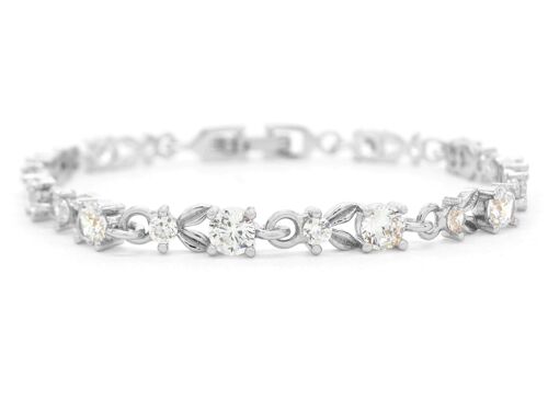 White Gold Round White Gems Bracelet