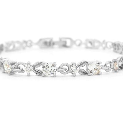 White Gold Round White Gems Bracelet