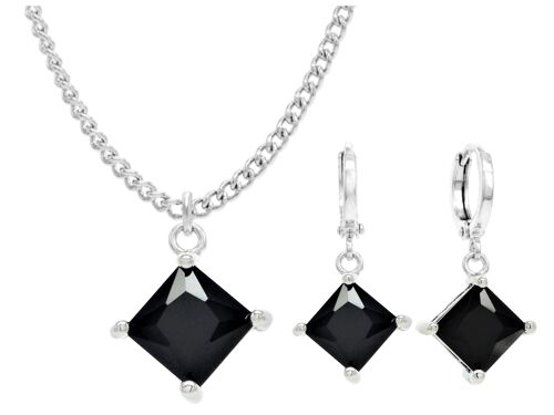White Gold Black Princess Necklace And Earrings