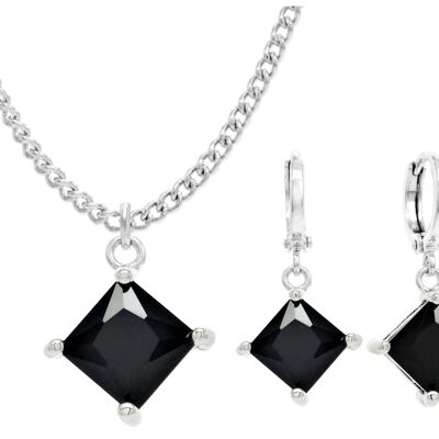 White Gold Black Princess Necklace And Earrings