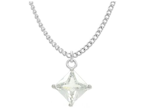 Clear Gem Princess White Gold Necklace