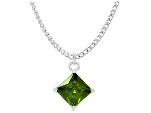 Green Gem Princess White Gold Necklace