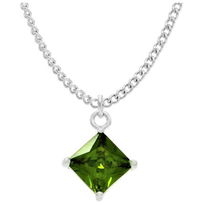 Green Gem Princess White Gold Necklace