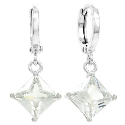 Boucles d'oreilles en or blanc princesse transparente