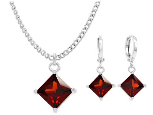 White Gold Red Princess Necklace And Earrings
