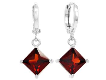 Boucles d'oreilles princesse rouge en or blanc 1