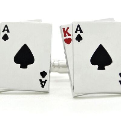 Gemelli con carte da gioco in argento sterling