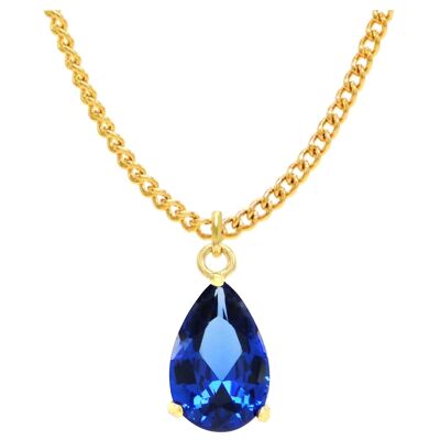 Collana in oro giallo con goccia di pioggia blu