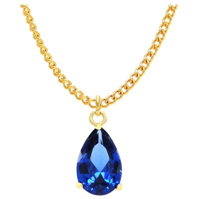 Blue Raindrop Yellow Gold Necklace