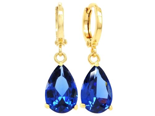 Blue Raindrop Yellow Gold Earrings