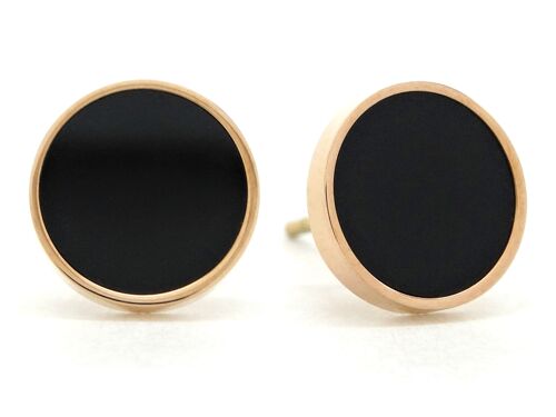 Rose Gold Black Moonstone Stud Earrings