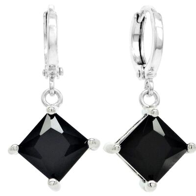 Boucles d'oreilles princesse noire en or blanc