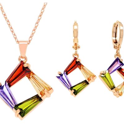 Rose Gold Tapered Baguette Gems Jewelry Set